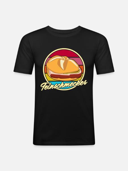 Leberkäse Feinschmecker Leberkas - Männer Slim Fit T-Shirt - Schwarz