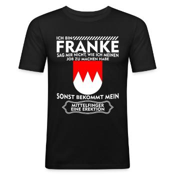 Franken Mittelfinger Frankenland Franke - Männer Slim Fit T-Shirt - Schwarz - Vorne - Nik (191cm)