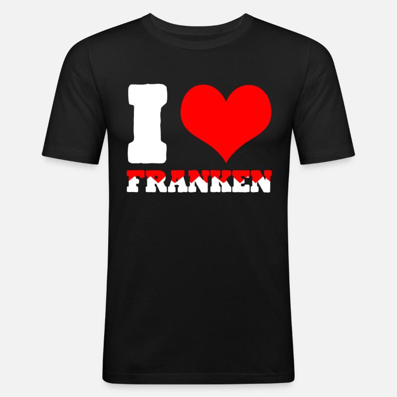 Franke Ich liebe Franken - Männer Slim Fit T-Shirt - Schwarz
