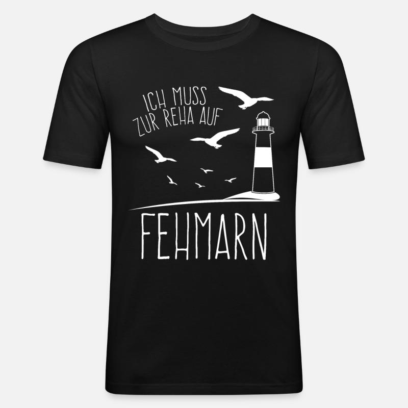 Fehmarn Fehmarnsundbrücke Fehmarnsund - Männer Slim Fit T-Shirt - Schwarz