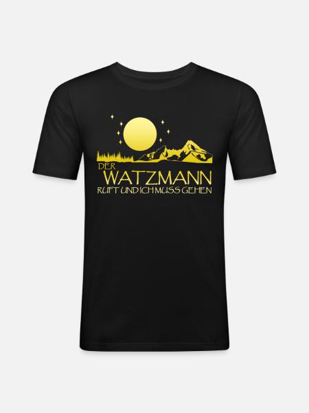 Der Watzmann ruft Watzmannmassiv - Männer Slim Fit T-Shirt - Schwarz