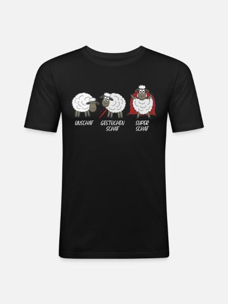 Schäfchen Unschaf Schaf Schafe - Männer Slim Fit T-Shirt - Schwarz