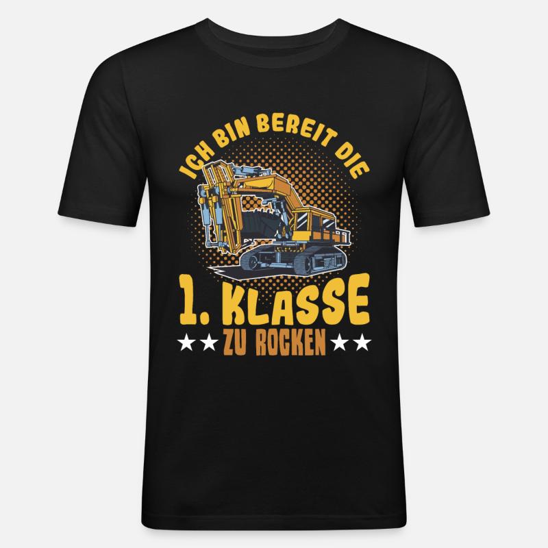 Bagger Schulbeginn Schulanfänger Schulkind - Männer Slim Fit T-Shirt - Schwarz