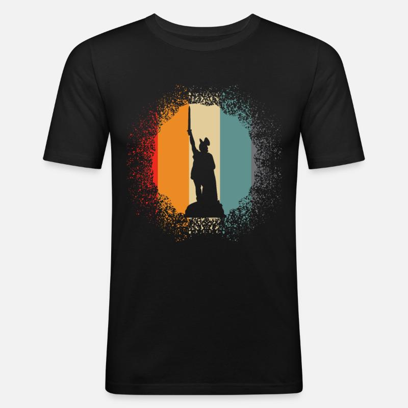Hermannsdenkmal Detmold Retro Lippe - Männer Slim Fit T-Shirt - Schwarz