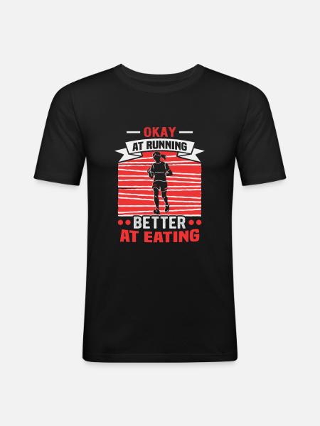 Running Marathon Runner Running - Men's Slim Fit T-Shirt - black