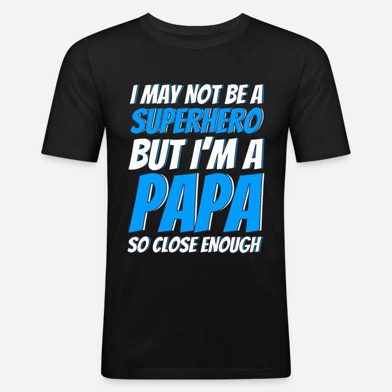 Superheld Vater Vati Papa - Männer Slim Fit T-Shirt - Schwarz