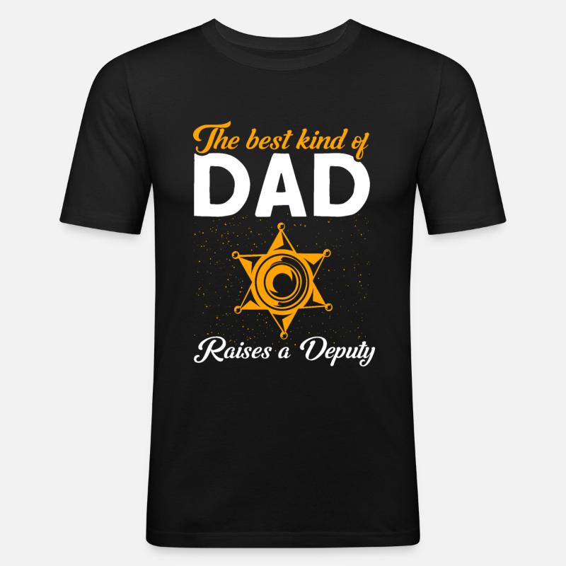 Papa Hilfssheriff Papa Vater - Männer Slim Fit T-Shirt - Schwarz