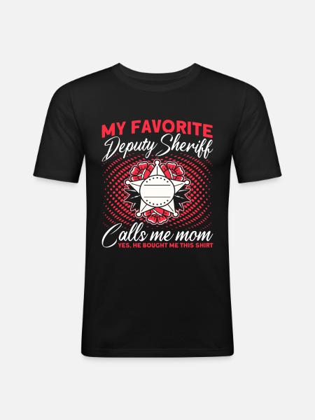 Mama Hilfssheriff Mama Mutter - Männer Slim Fit T-Shirt - Schwarz