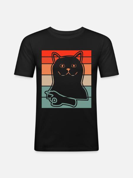 Regardé dans Chat Regardé dans - T-shirt près du corps Homme - noir