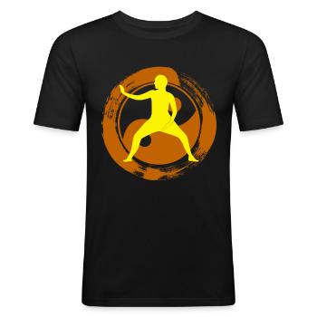 Qigong Karaté Qi Gong Chigong - T-shirt près du corps Homme - noir - Devant - Nik (191cm)