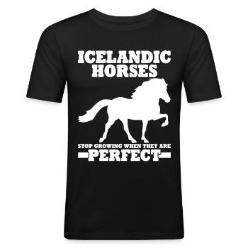 Islandpferd Tölt Islandpony Islandpferde - Männer Slim Fit T-Shirt - Schwarz - Vorne - Nik (191cm)