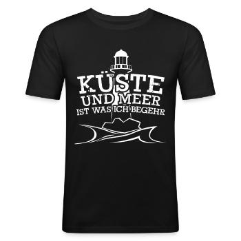 Grömitz Rostock Flensburg Kiel Lübeck - Männer Slim Fit T-Shirt - Schwarz - Vorne - Nik (191cm)