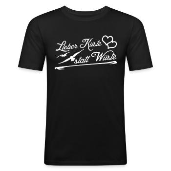 Rostock Lübeck Flensburg Grömitz Kiel - Männer Slim Fit T-Shirt - Schwarz - Vorne - Nik (191cm)