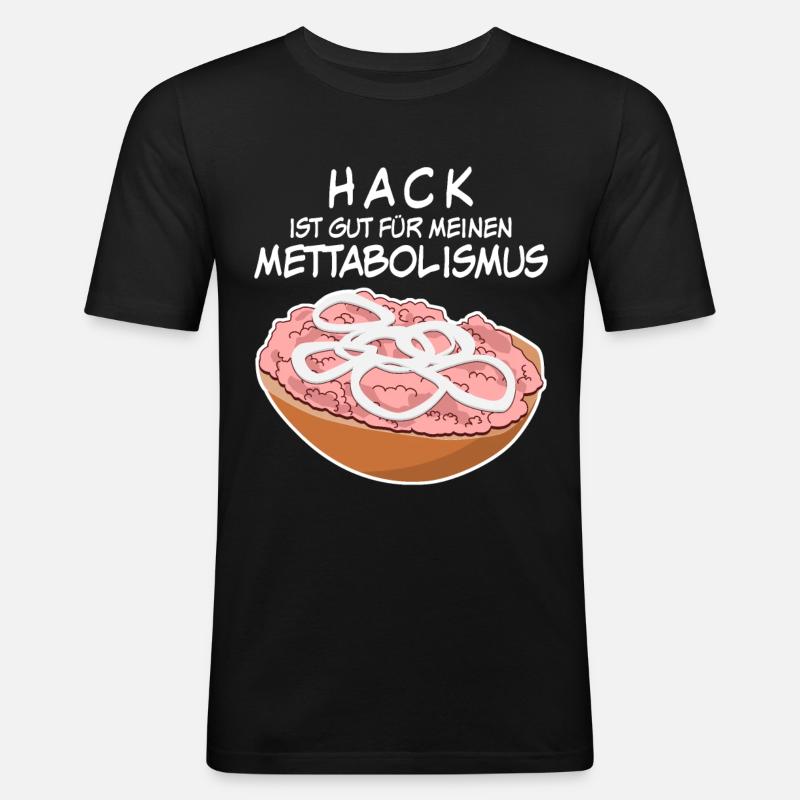 Mettbrötchen Hackfleisch Mett Mettigel - Männer Slim Fit T-Shirt - Schwarz