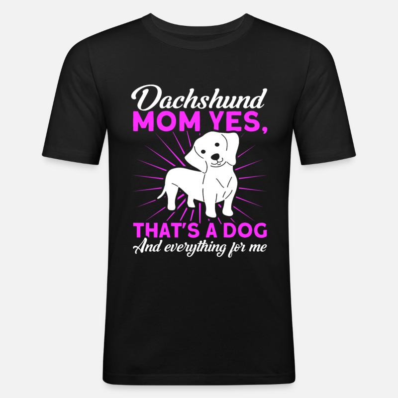 Teckel Teckel Mama Teckel Pet - T-shirt près du corps Homme - noir