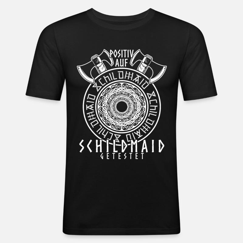 Schildmaid Wikinger Schild Berserker - Männer Slim Fit T-Shirt - Schwarz