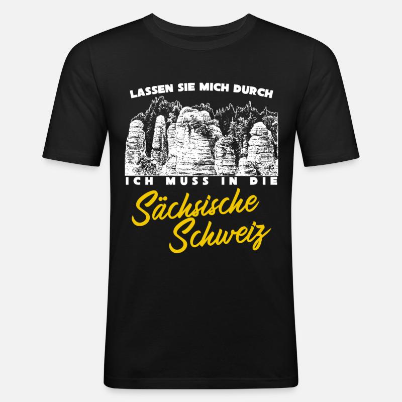 Sächsische Schweiz Elbsandsteingebirge - Männer Slim Fit T-Shirt - Schwarz