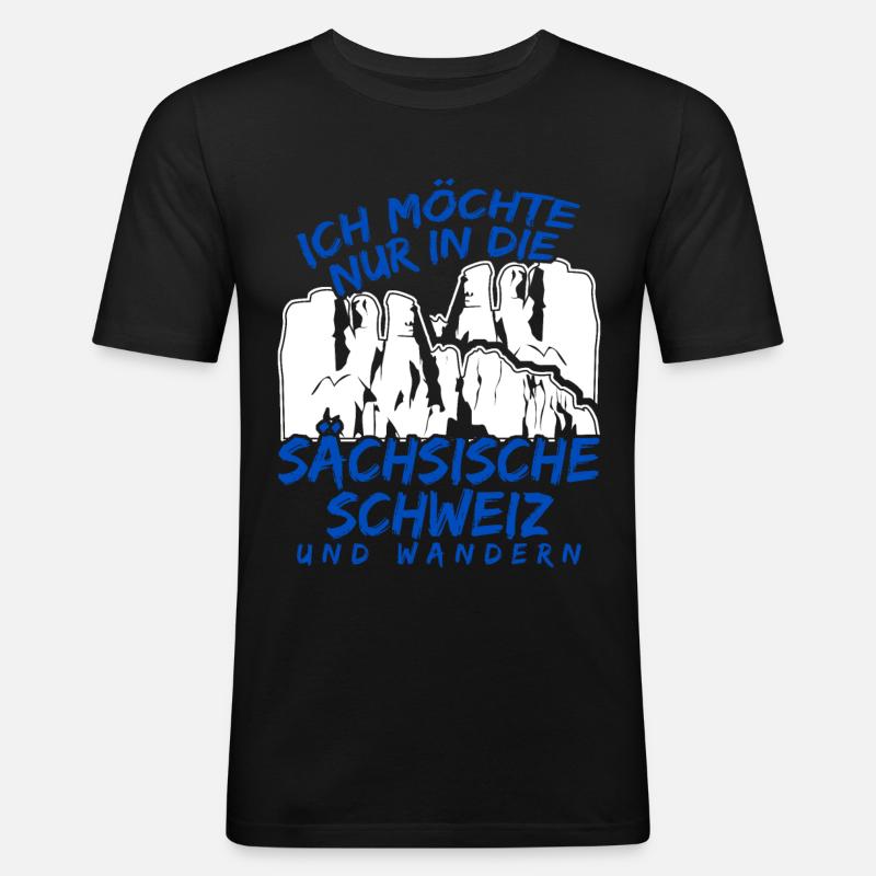 Sächsische Schweiz Wandern - Männer Slim Fit T-Shirt - Schwarz