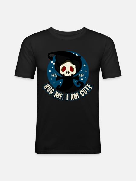 Sensenmann Hug Me Grim Reaper - Men's Slim Fit T-Shirt - black