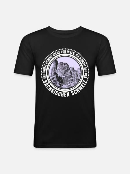 Sächsische Schweiz Wandern Klettern - Männer Slim Fit T-Shirt - Schwarz