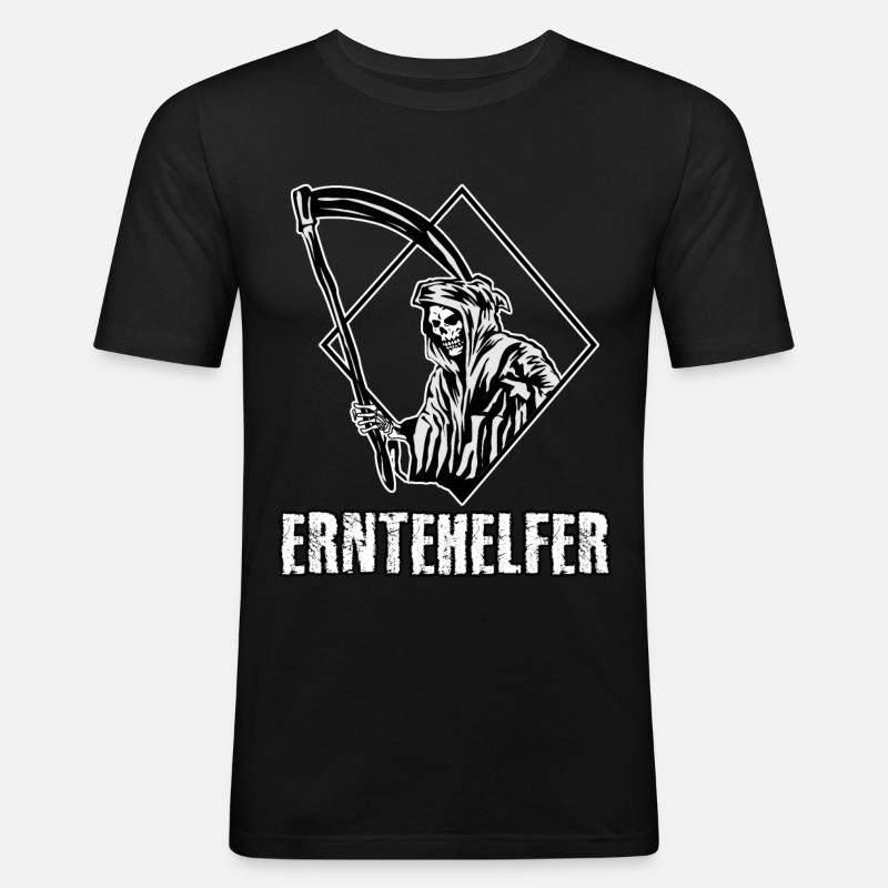 Sensenmann Erntehelfer Grim Reaper - Männer Slim Fit T-Shirt - Schwarz