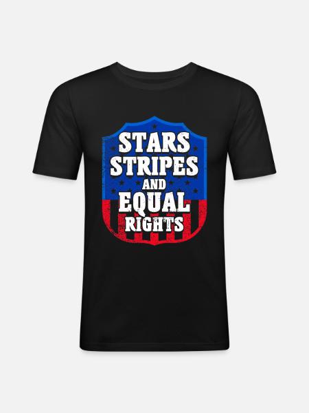 Étoiles, rayures et égalité - T-shirt près du corps Homme - noir