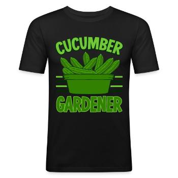 Gurke Gärtner Gemüse Saure Gurken - Männer Slim Fit T-Shirt - Schwarz - Vorne - Nik (191cm)