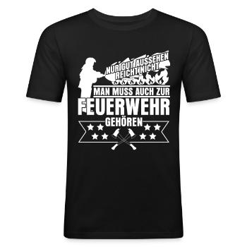 Freiwillige Feuerwehr Jugendfeuerwehr - Männer Slim Fit T-Shirt - Schwarz - Vorne - Nik (191cm)
