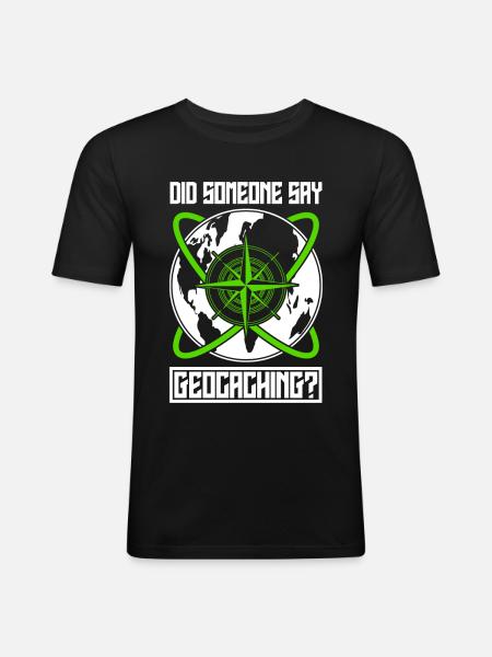 Geocacher World Map Geocache - Men's Slim Fit T-Shirt - black
