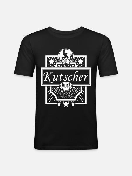 Kutsche Pferdekutsche Fuhrmann Kutscher - Männer Slim Fit T-Shirt - Schwarz
