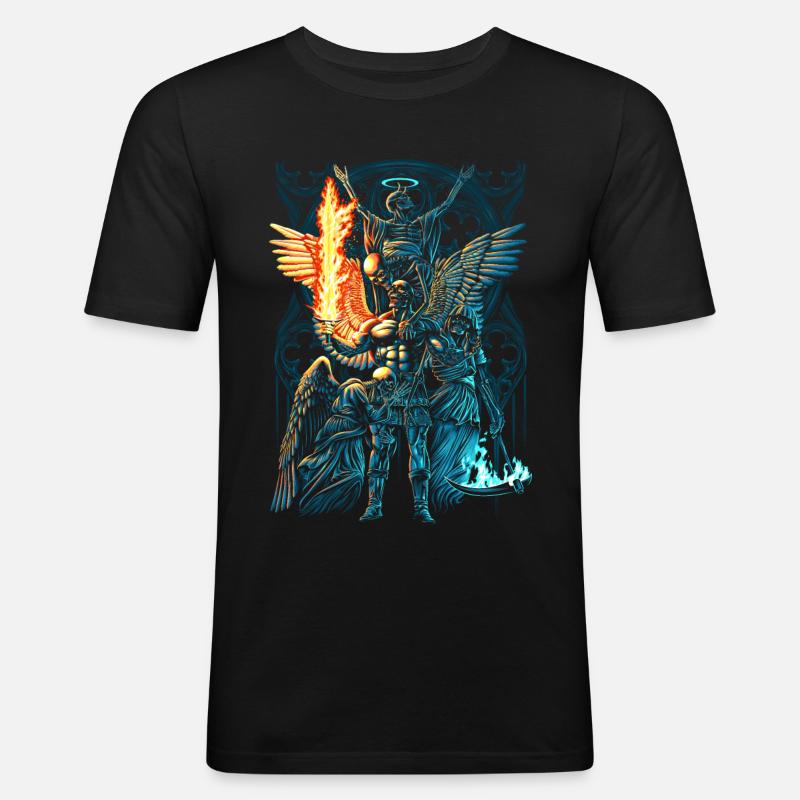 Erzengel - Männer Slim Fit T-Shirt - Schwarz