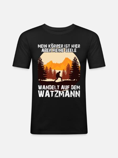 Watzmann Bergsteiger Wandern - Männer Slim Fit T-Shirt - Schwarz