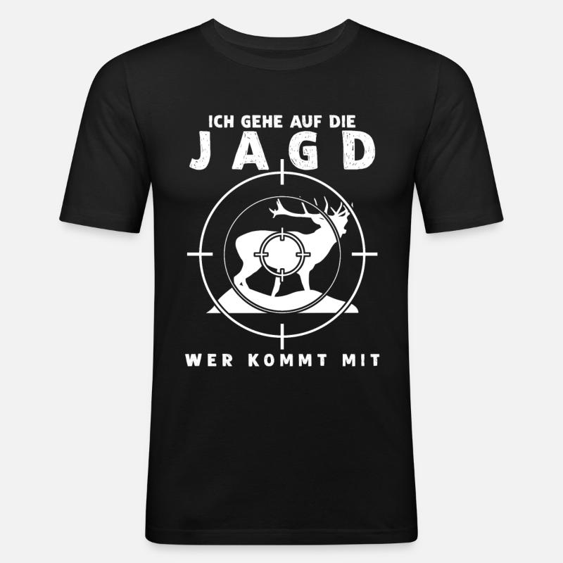 Jägerin Jäger Jagd Hirsch Jagen - Männer Slim Fit T-Shirt - Schwarz