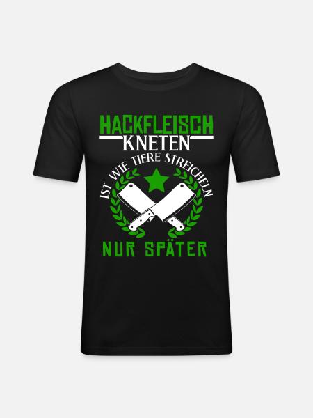 Metzger Fleischer Hackfleisch kneten - Männer Slim Fit T-Shirt - Schwarz