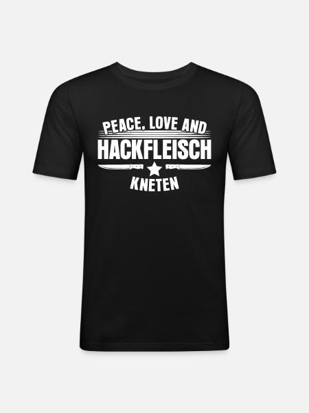 Metzger Hackfleisch kneten Fleischer - Männer Slim Fit T-Shirt - Schwarz