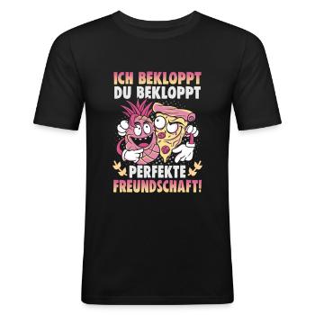 Freundschafts Geschenk für guten Freund - Männer Slim Fit T-Shirt - Schwarz - Vorne - Nik (191cm)