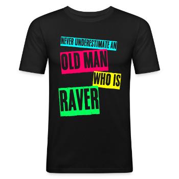 Raver Festival Old Man Techno Rave - Men's Slim Fit T-Shirt - black - Front - Nik (191cm)