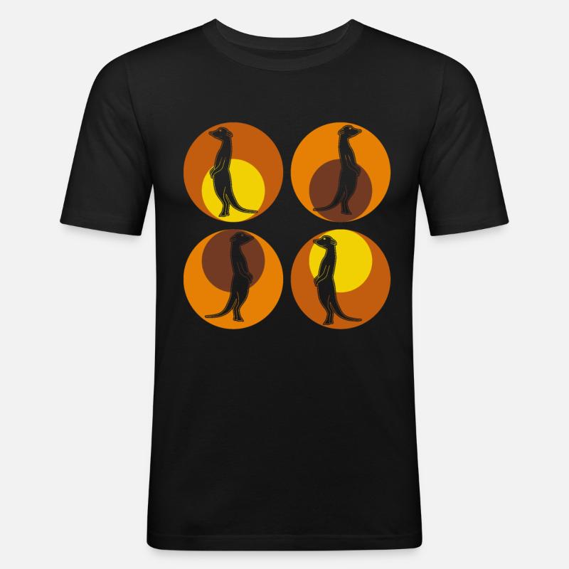 Erdmännchen Retro Meerkats - Männer Slim Fit T-Shirt - Schwarz