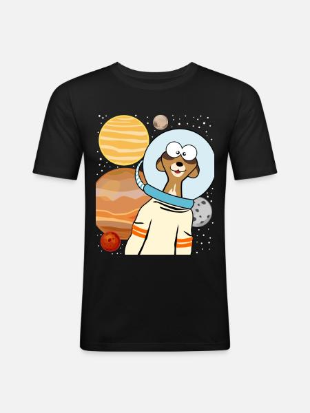 Meerkat astronaut in space - Men's Slim Fit T-Shirt - black