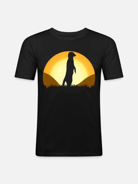 Suricates Sunset Meerkats - T-shirt près du corps Homme - noir