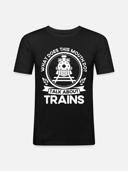 Modellbahn Zug Lokomotiven Geschenk - Männer Slim Fit T-Shirt - Schwarz
