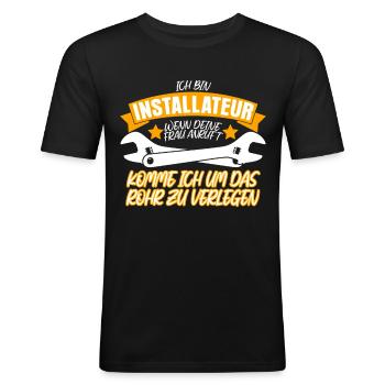 Heizungsbau Heizungsbauer Installateur - Männer Slim Fit T-Shirt - Schwarz - Vorne - Nik (191cm)