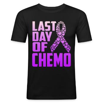 Letzter Tag von Chemo Cancer Survivor - Funny Chemo - Männer Slim Fit T-Shirt - Schwarz - Vorne - Nik (191cm)