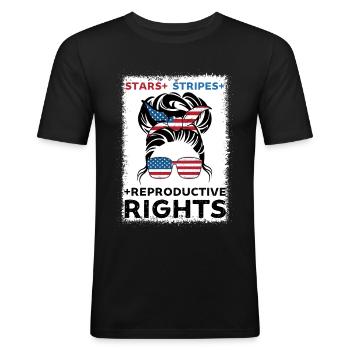 stars rayures droits reproductifs pro choix - T-shirt près du corps Homme - noir - Devant - Nik (191cm)