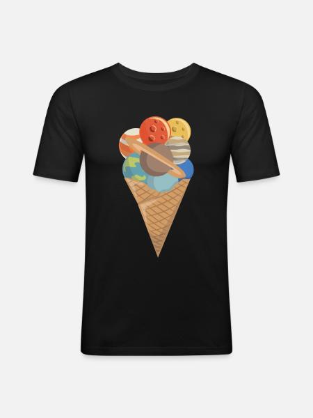 Gelato spazio pianeta gelato - Maglietta aderente da uomo - nero