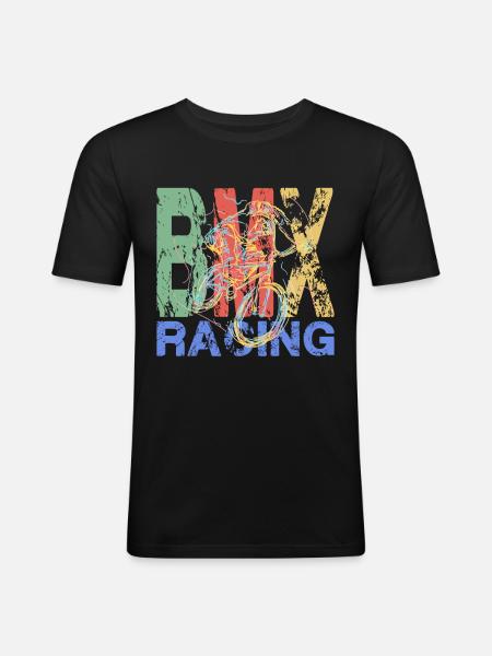 Courses de BMX - T-shirt près du corps Homme - noir