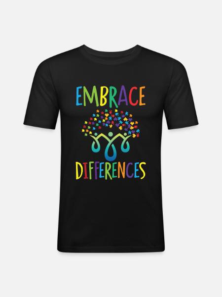 Embrace Differences Autism Handicap Understanding - Men's Slim Fit T-Shirt - black