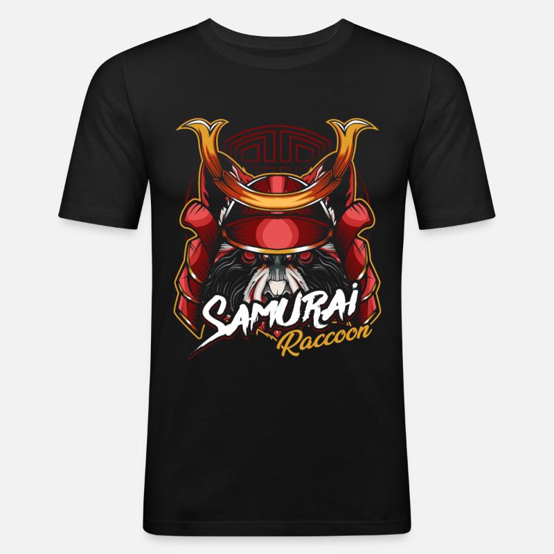 Samurai - Männer Slim Fit T-Shirt - Schwarz