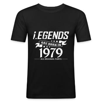 1979 - Männer Slim Fit T-Shirt - Schwarz - Vorne - Nik (191cm)