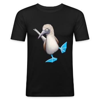 Blaufuß-Tölpel | Lustiger frecher Vogel Geschenk - Männer Slim Fit T-Shirt - Schwarz - Vorne - Nik (191cm)